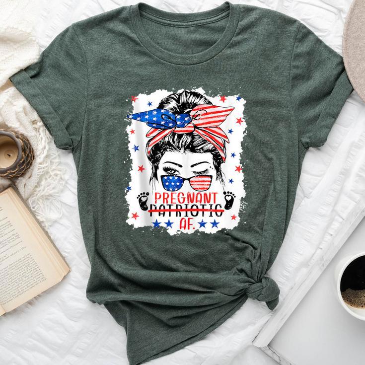 Messy Bun 4Th Of July Patriotic Af Pregnant Pregnancy Mom Bella Canvas T-shirt