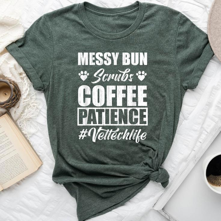 Messy Bun Scrubs Coffee Patience Vet Tech Life Veterinarian Bella Canvas T-shirt