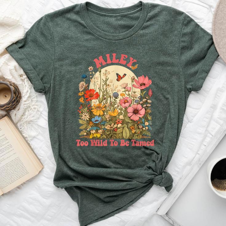 Miley Name Cute Retro Girls Wildflower Miley Name Bella Canvas T-shirt