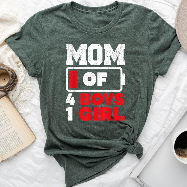 Mom Of 4 Boys And 1 Girl Battery Low Mother's Day Bella Canvas T-shirt