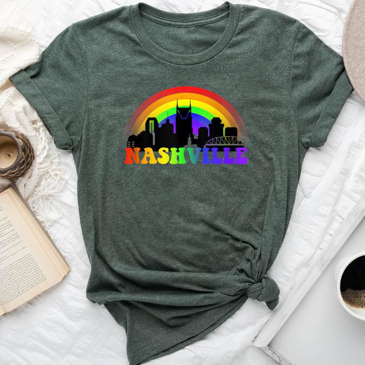 Nashville Pride Lgbtq Gay City Silhouette Rainbow Bella Canvas T-shirt