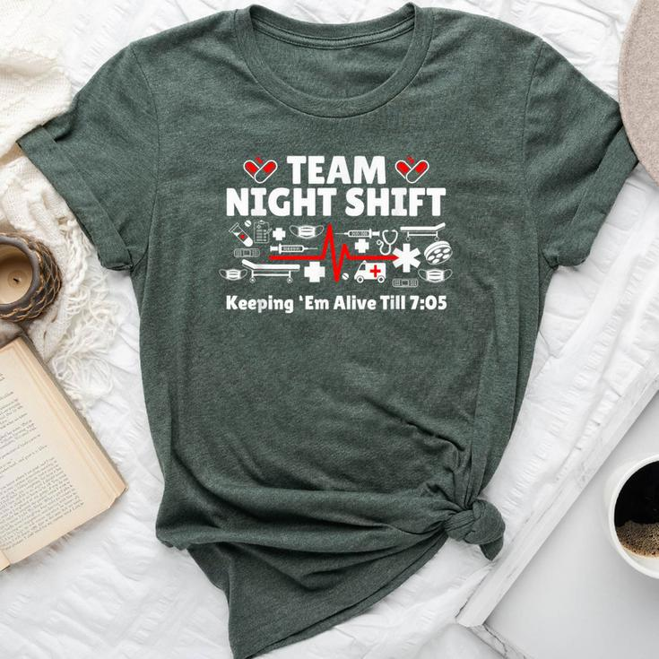 Night Shift Nurse Life Rn Lpn Cna Healthcare Heartbeat Love Bella Canvas T-shirt