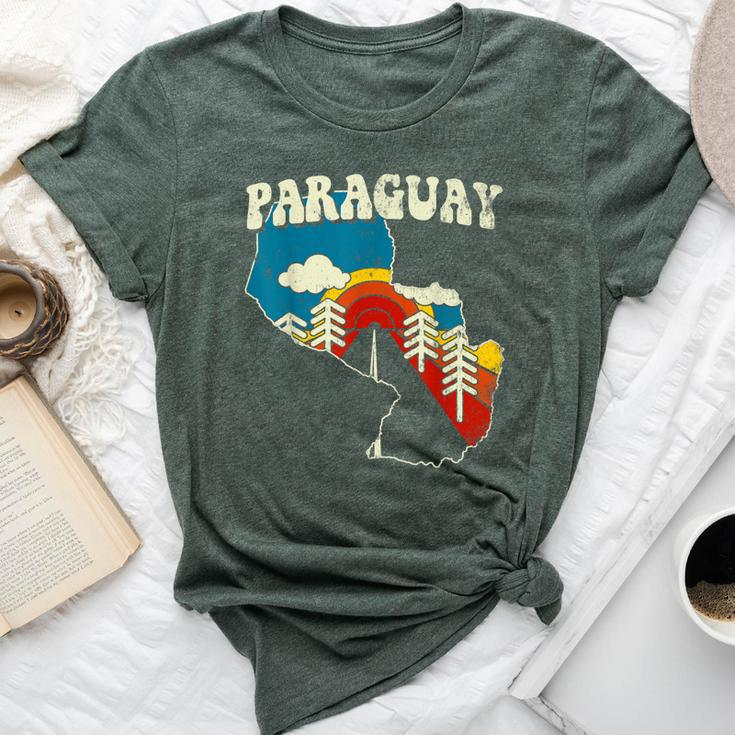 Paraguay Vintage Paraguayan Country Rainbow Retro 70S Map Bella Canvas T-shirt