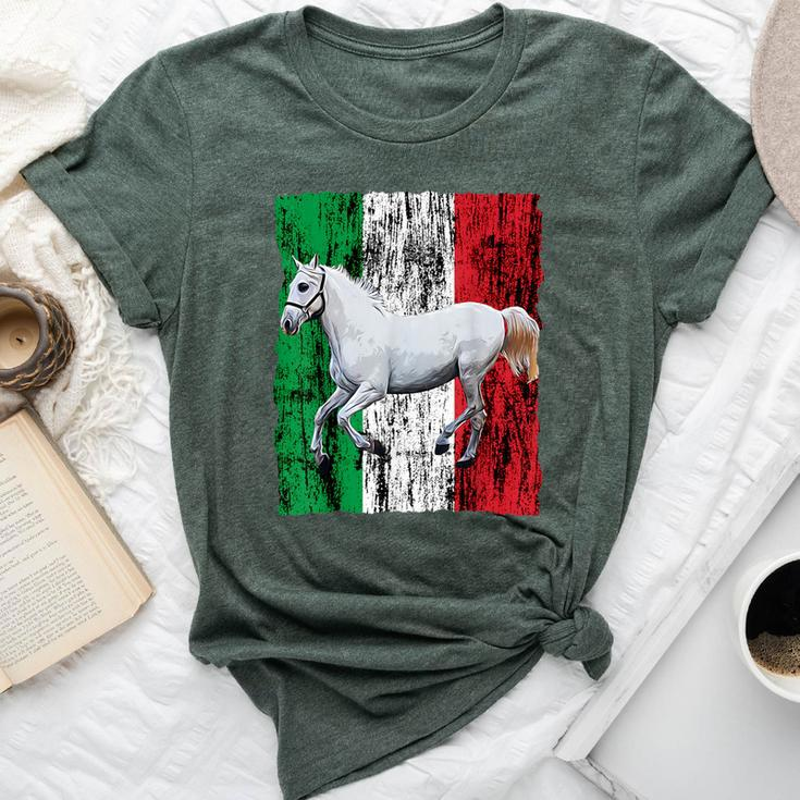 Patriotic Horse Italy Flag Distressed Italian White Horse Bella Canvas T-shirt