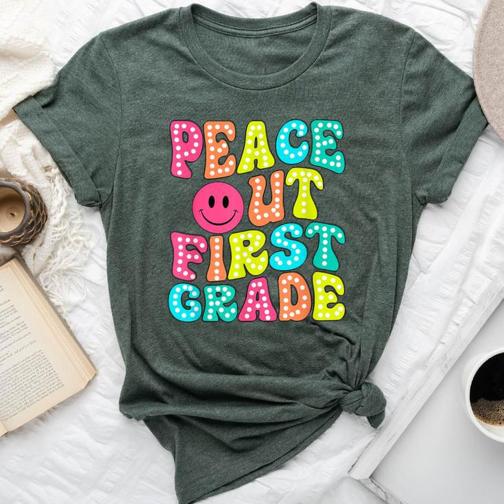 Peace Out First Grade Graduation Last Day Of School Groovy Bella Canvas T-shirt