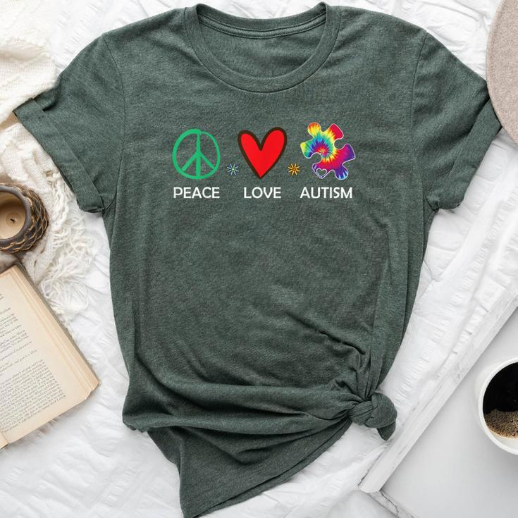 Peace Love Autism Beautiful Autism Awareness Mom Dad Bella Canvas T-shirt