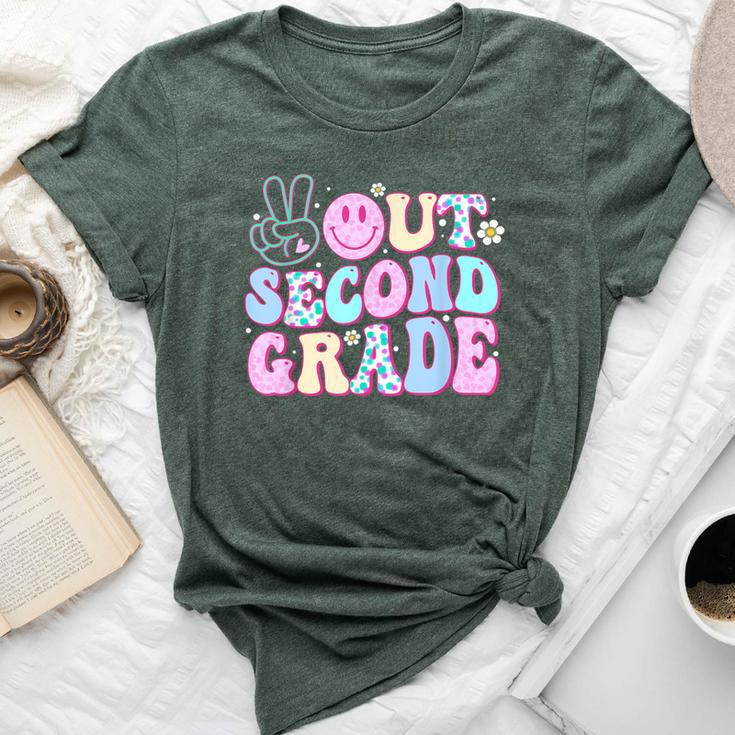 Peace Out Second Grade Last Day Of School Groovy Boys Girls Bella Canvas T-shirt
