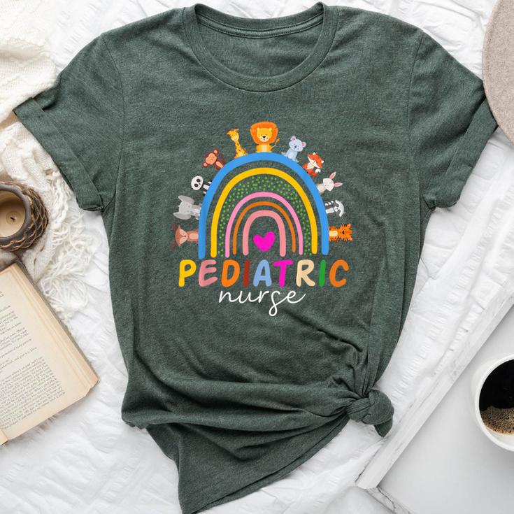 Pediatric Nurse Peds Rn Pediatrician Animals Rainbow Nursing Bella Canvas T-shirt