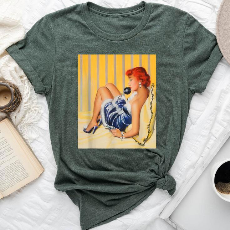 Pin Up Hot Girl Redhead Ginger In Heels-Vintage Pinup Girl Bella Canvas T-shirt