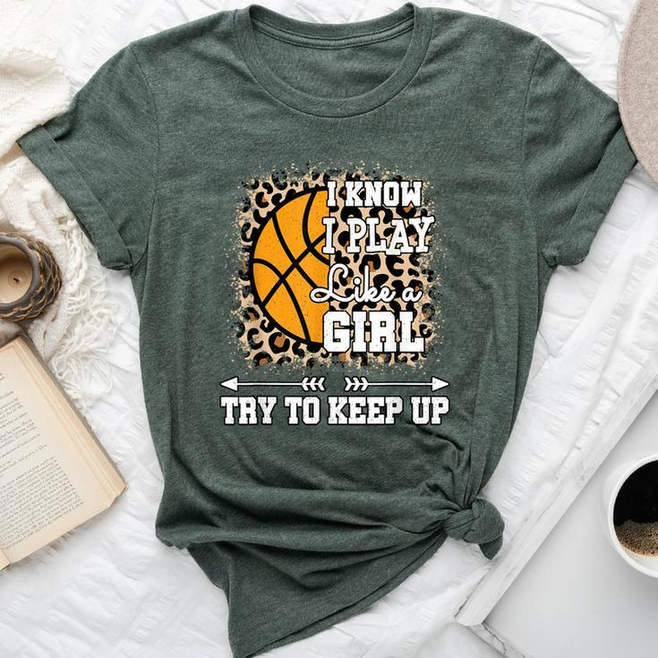Play Like A Girl Leopard Print Girls Basketball Bella Canvas T-shirt