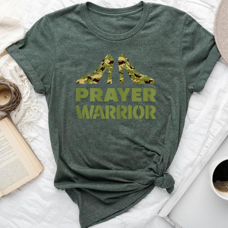 Prayer Warrior Camo Heels Christian Faith God Jesus Women Bella Canvas T-shirt