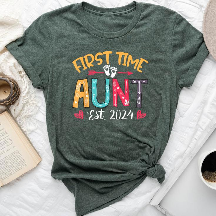 Promoted To Auntie Est 2024 Cute First Time Aunt Bella Canvas T-shirt