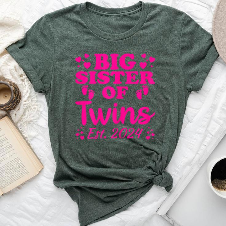 Promoted To Big Sister Of Twins Est 2024 Baby Announcement Bella Canvas T-shirt