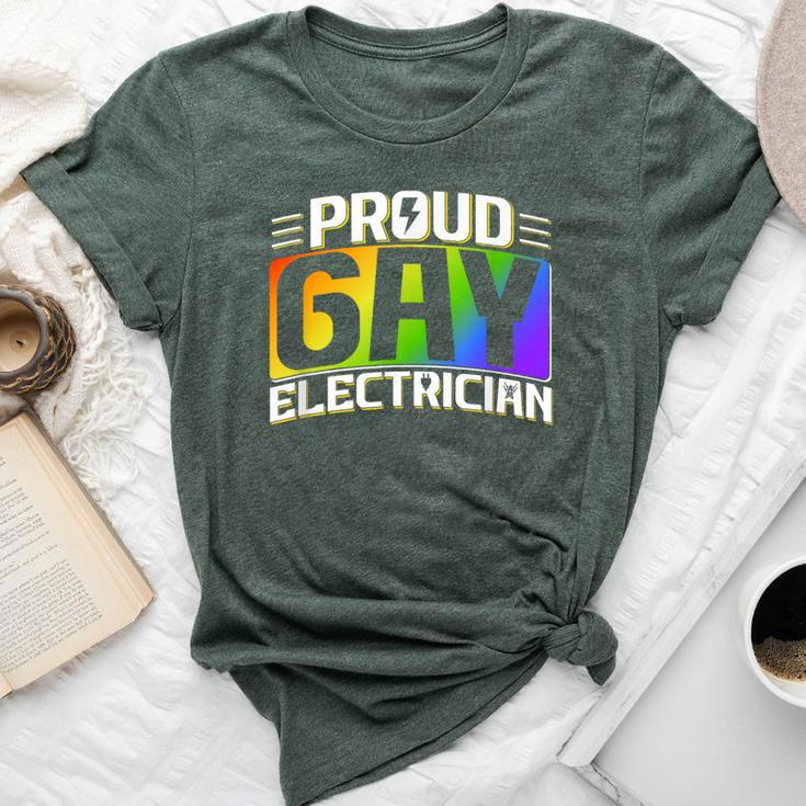 Proud Gay Electrician Lgbt Electrical Lineman Rainbow Pride Bella Canvas T-shirt