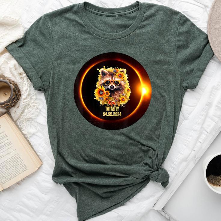 Raccoon Sunflower Totality Total Solar Eclipse April 8 2024 Bella Canvas T-shirt