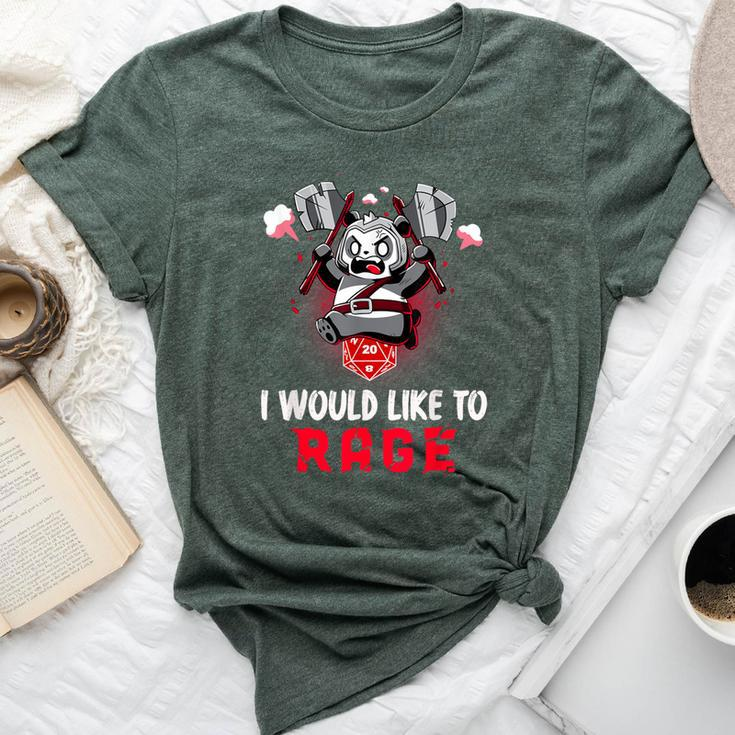 I Would Like To Rage Barbarian Panda Tabletop Gamers Bella Canvas T-shirt