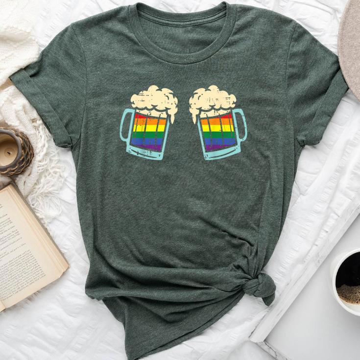 Rainbow Beer Bra Lesbian Gay Pride Ally Lgbtq Women Bella Canvas T-shirt