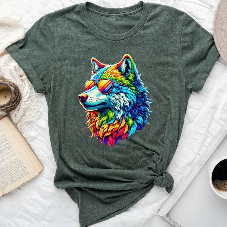 Rainbow Gay Pride Wolf Lesbian Lgbtq Wolves Bella Canvas T-shirt