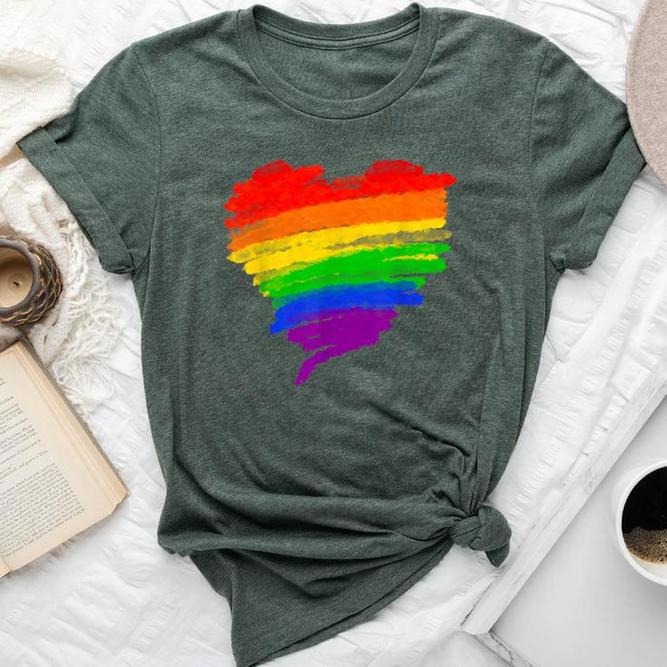 Rainbow Heart Lgbt Ally Lgbtq Lesbian Transgender Gay Pride Bella Canvas T-shirt