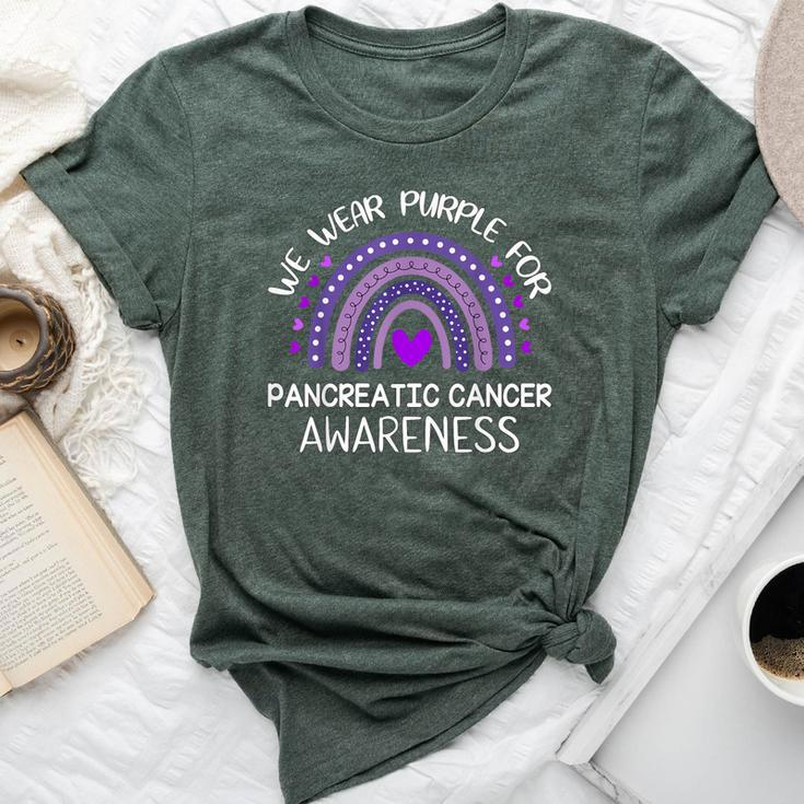 Rainbow We Wear Purple For Pancreatic Cancer Awareness Bella Canvas T-shirt