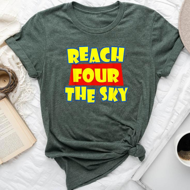 Reach Four The Sky Birthday 4Th Bday 4 Year Old Girl Boy Bella Canvas T-shirt