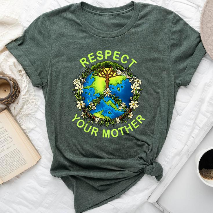 Respect Your Mother Earth Day Nature Goddess Flowers Bella Canvas T-shirt