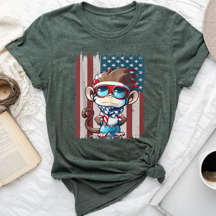 Retro American Flag Monkey Dad Mom 4Th Of July Bella Canvas T-shirt