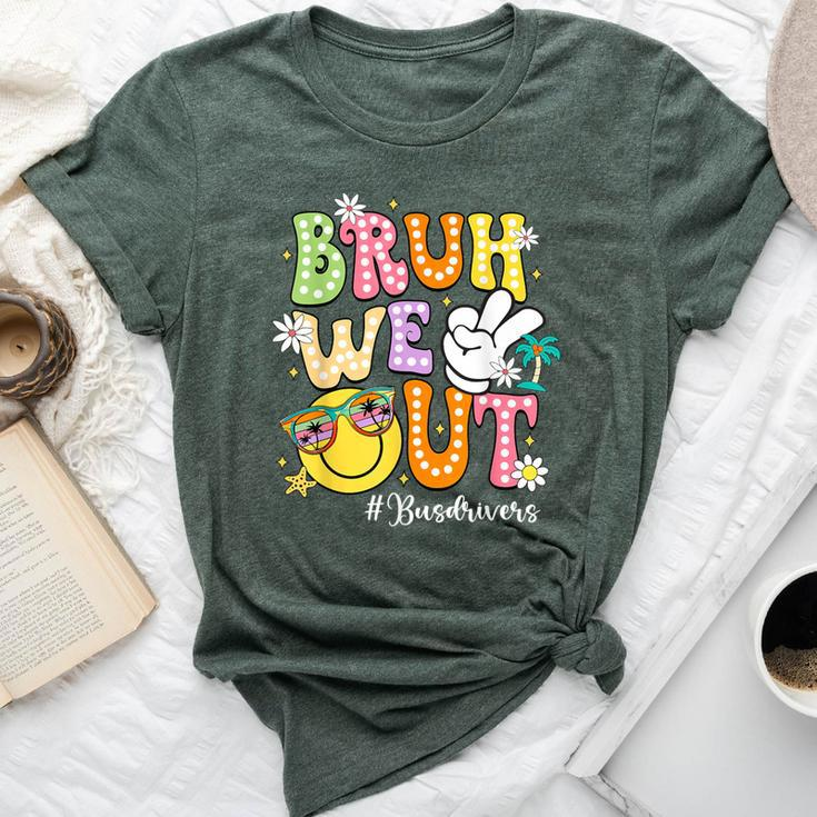 Retro Groovy Bruh We Out Bus Drivers Last Day Of School Bella Canvas T-shirt