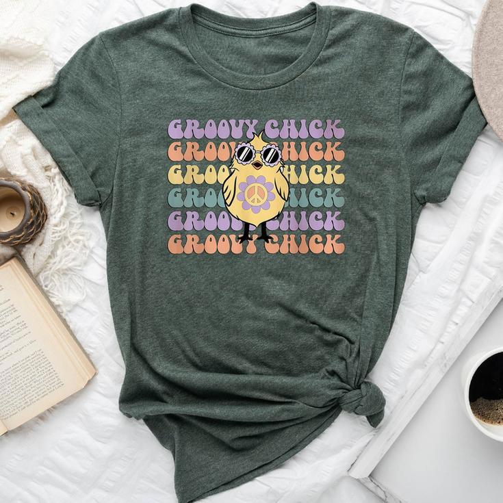 Retro Groovy Chick Easter Cute Chicken With Glasses Bella Canvas T-shirt
