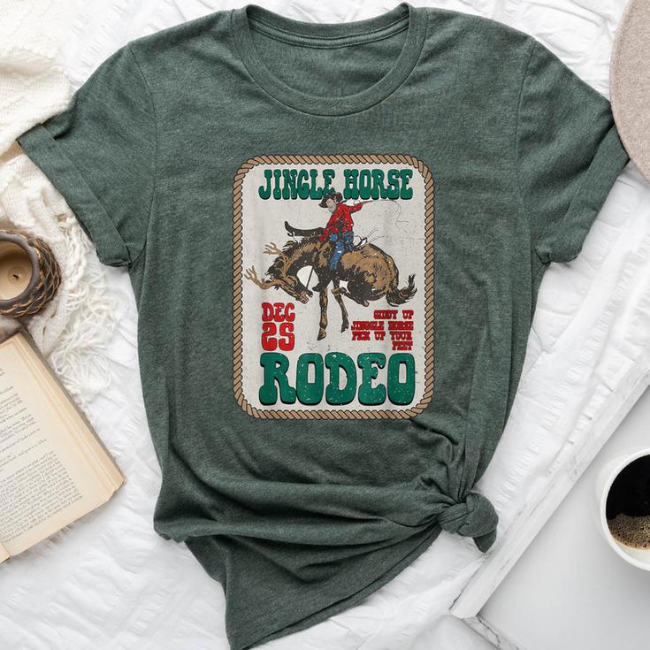 Retro Groovy Jingle Horse Rodeo Christmas Western Cowboy Bella Canvas T-shirt