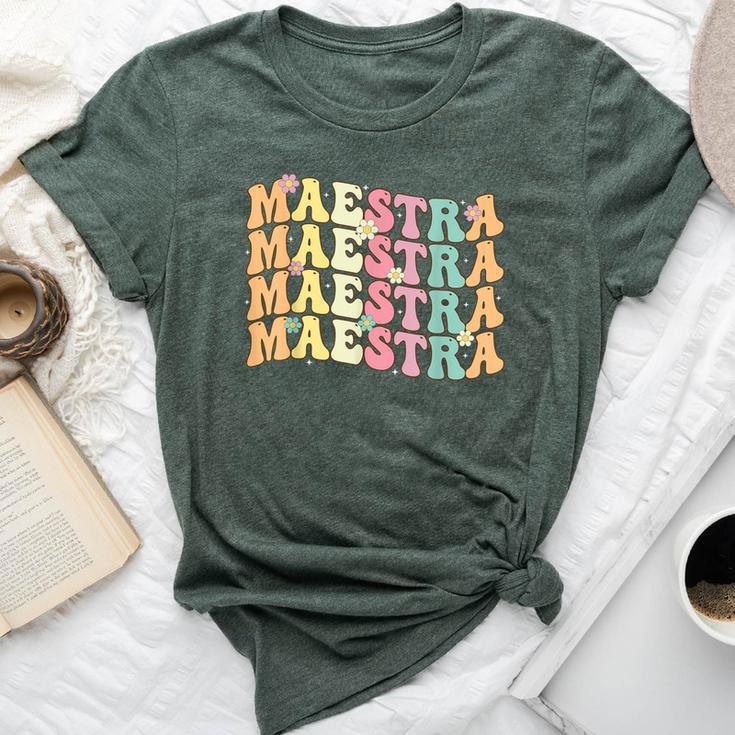 Retro Groovy Maestra Spanish Teacher Bilingual Women Bella Canvas T-shirt