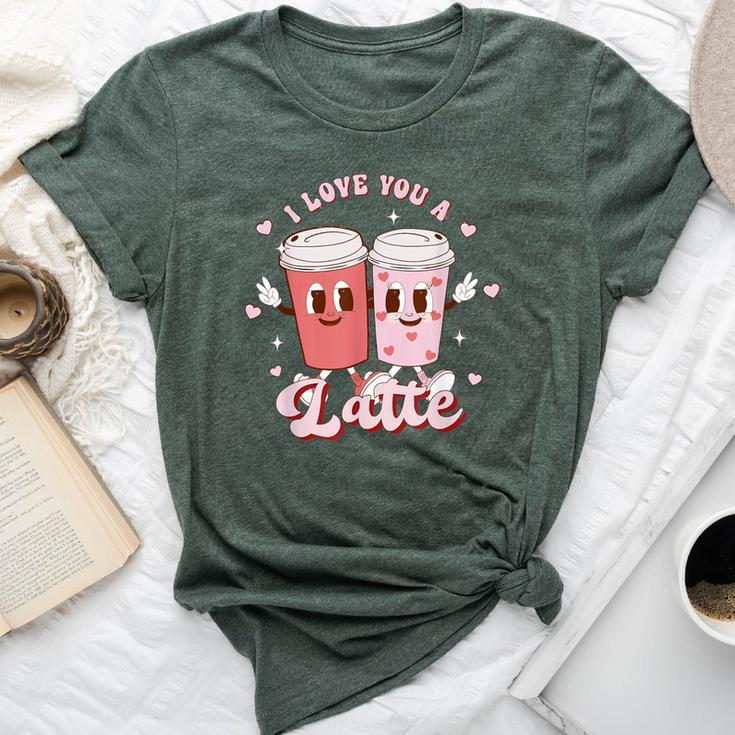 Retro Groovy Valentines I Love You A Latte Coffee Lover Bella Canvas T-shirt