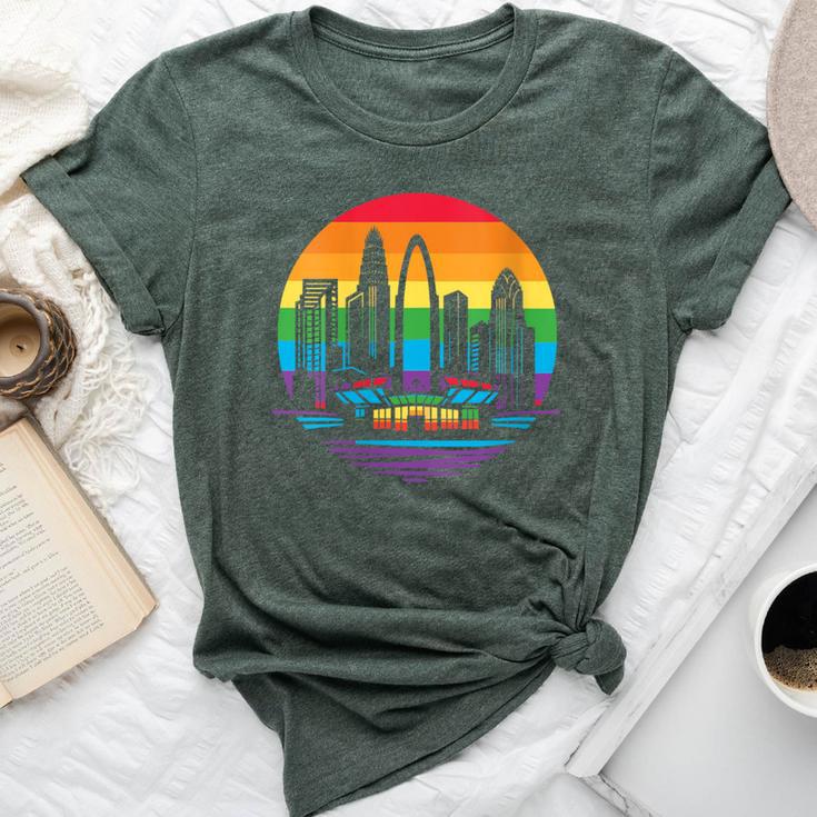 Retro Lgbt Rainbow Charlotte Skyline Lesbian Gay Pride Bella Canvas T-shirt