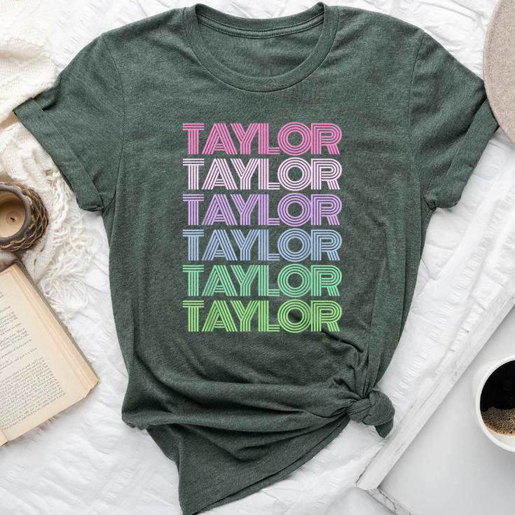 Retro Taylor Girl Boy First Name Personalized Groovy Bday Bella Canvas T-shirt