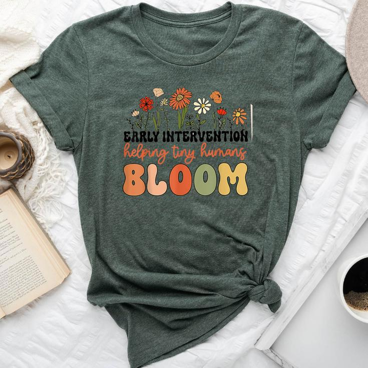Retro Wildflower Early Intervention Helping Tiny Human Bloom Bella Canvas T-shirt