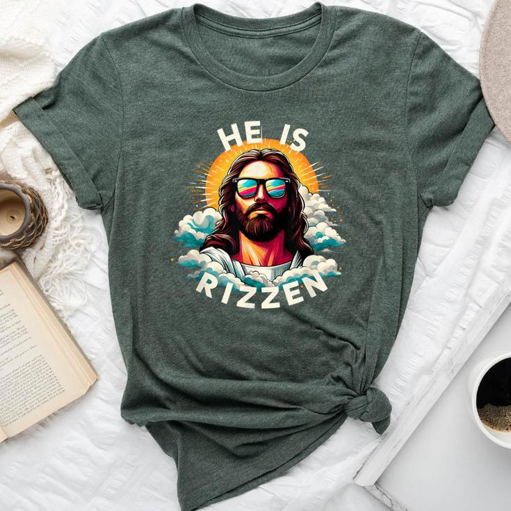 He Is Rizzen Christian Jesus Is Rizzen Christian Religious Bella Canvas T-shirt
