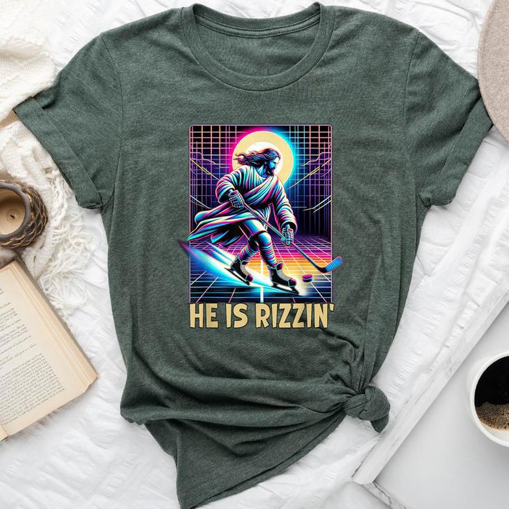 He Is Rizzin Christian Ice Hockey Lover Jesus Meme Religious Bella Canvas T-shirt