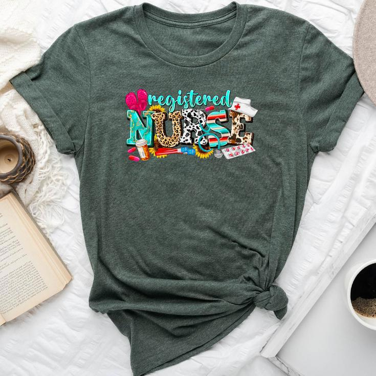 Rn Nurse Leopard Print Registered Nurse Nursing School Women Bella Canvas T-shirt