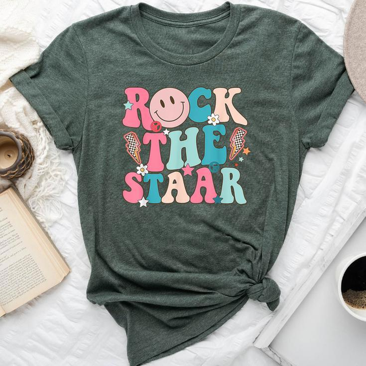 Rock The Staar Test Te Day Retro Groovy Teacher Stars Bella Canvas T-shirt