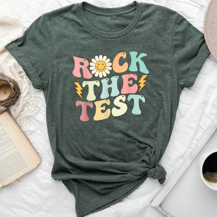 Rock The Test Retro Groovy Teacher Test Day Testing Day Bella Canvas T-shirt