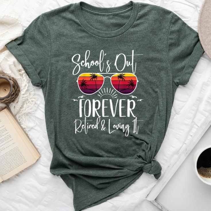 Schools Out Forever & Retired Teacher Retirement Summer Palm Bella Canvas T-shirt