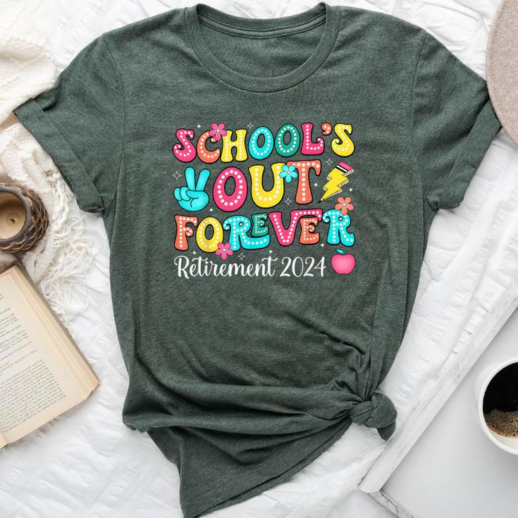 School's Out Forever Retired Groovy Teacher Retirement 2024 Bella Canvas T-shirt