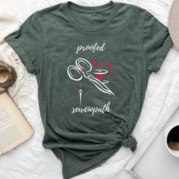 Sewciopath Sewing With Thread Yarn Scissors And Sewing Bella Canvas T-shirt