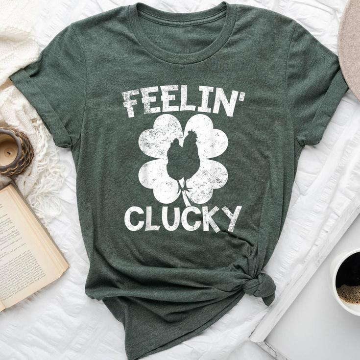 Shamrock Leaf Feelin' Clucky Chicken Lucky St Patrick's Day Bella Canvas T-shirt