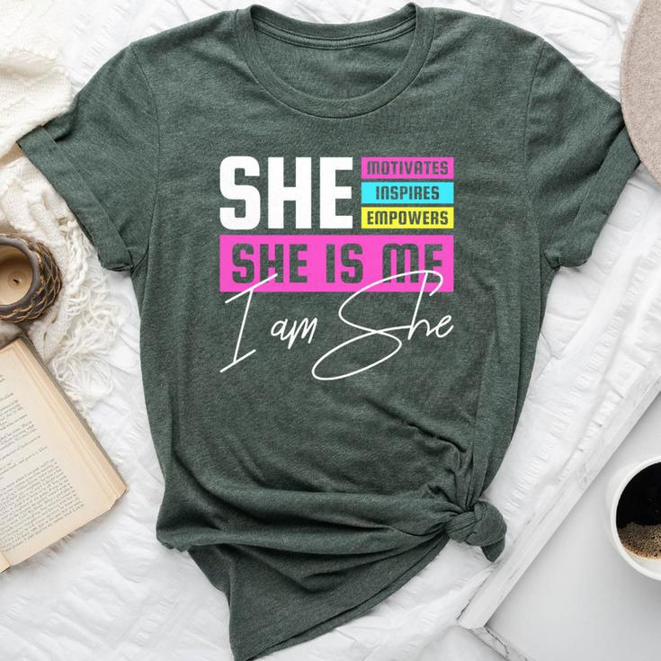 She Motivates Inspires Empowers International Day Bella Canvas T-shirt