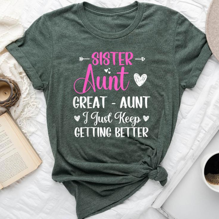 Sister Aunt Great Aunt I Just Keep Getting Better New Auntie Bella Canvas T-shirt