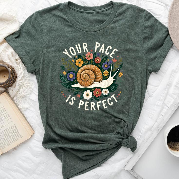 Snail Lover Cottagecore Forestcore Positive Quote Kid Bella Canvas T-shirt