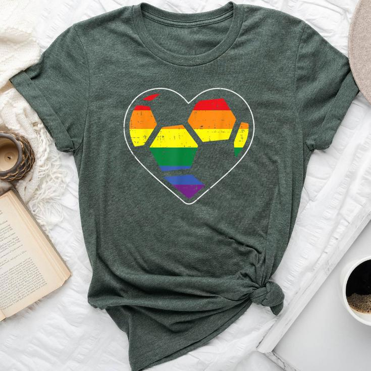 Soccer Heart Sport Lgbtq Rainbow Gay Pride Ally Women Bella Canvas T-shirt