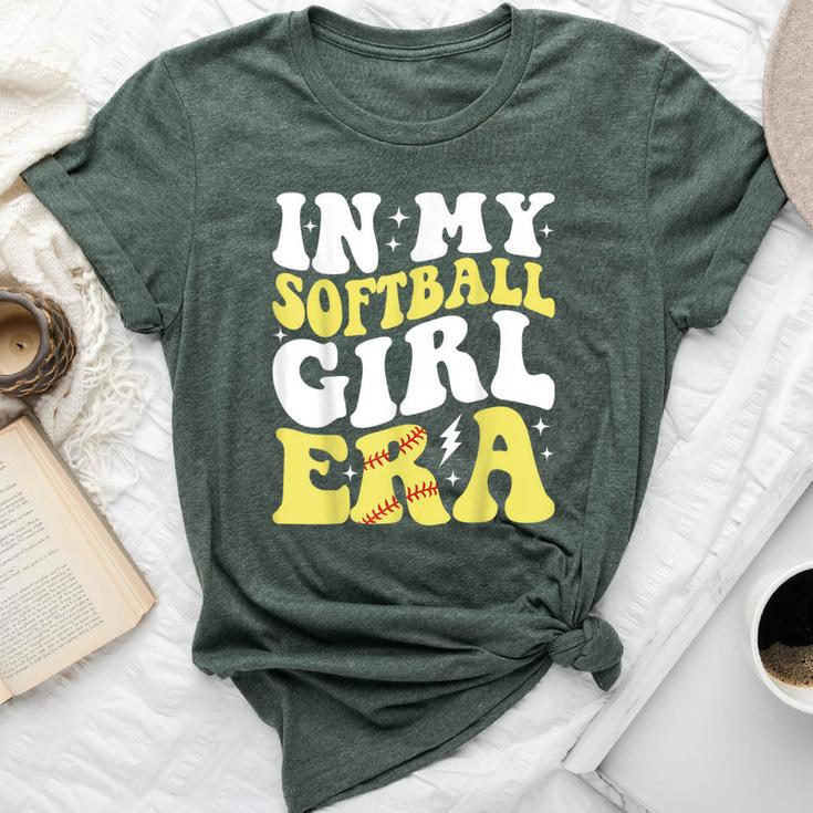 In My Softball Girl Era Retro Groovy Softball Girl Bella Canvas T-shirt