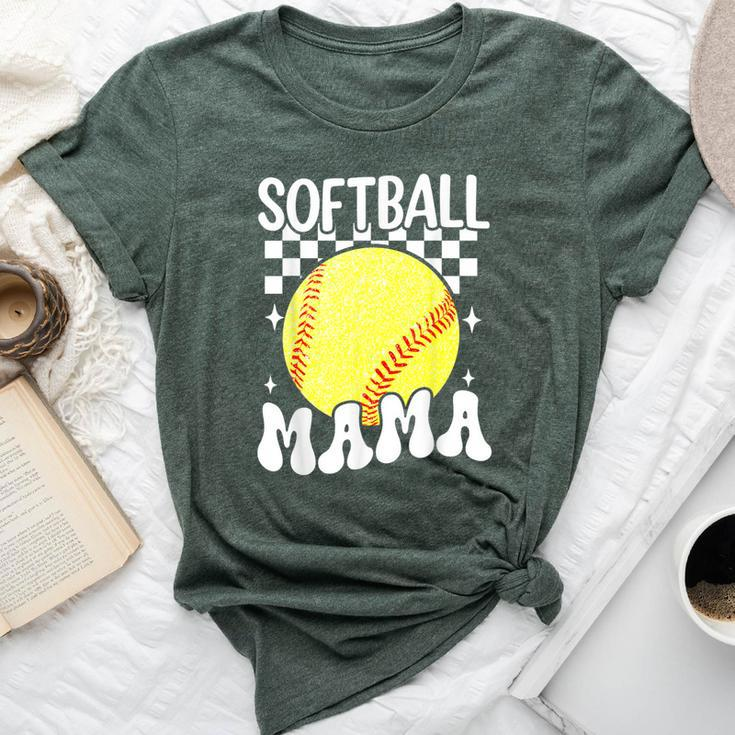 Softball Mama Retro Groovy Baseball Softball Mom Bella Canvas T-shirt